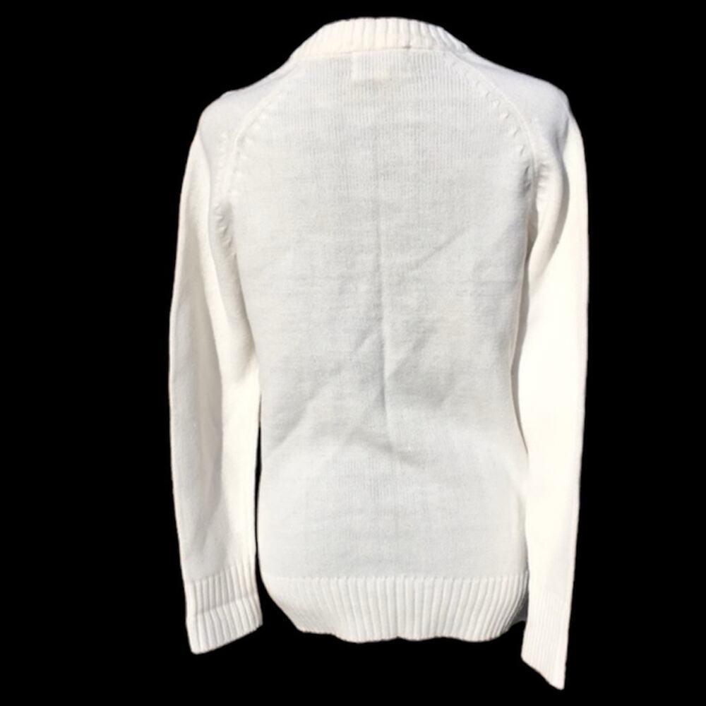 Vintage Nan Dorsey White Cable Knit Granny Cardigan Size Medium - Picture 5 of 10